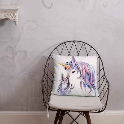Coussin Licorne <br>Mère & Fille Blanc