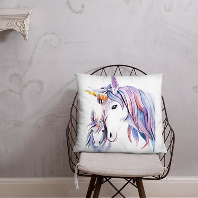 Coussin Licorne <br>Mère & Fille Blanc