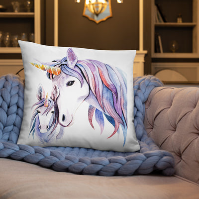 Coussin Licorne <br>Mère & Fille Blanc