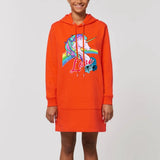 robe hoodie licorne love devant femme orange coton bio 