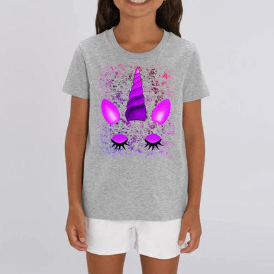 tee shirt licorne aux yeux fermés enfant gris coton bio 
