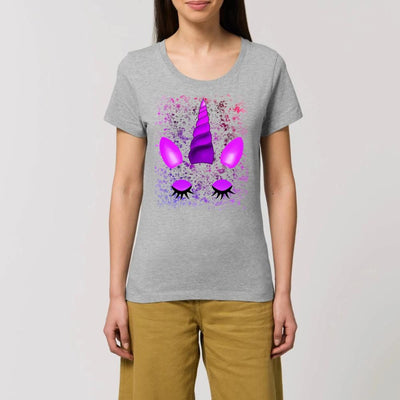 tee shirt licorne aux yeux fermés femme gris coton bio 