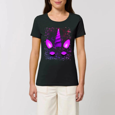 tee shirt licorne aux yeux fermés femme noir coton bio 