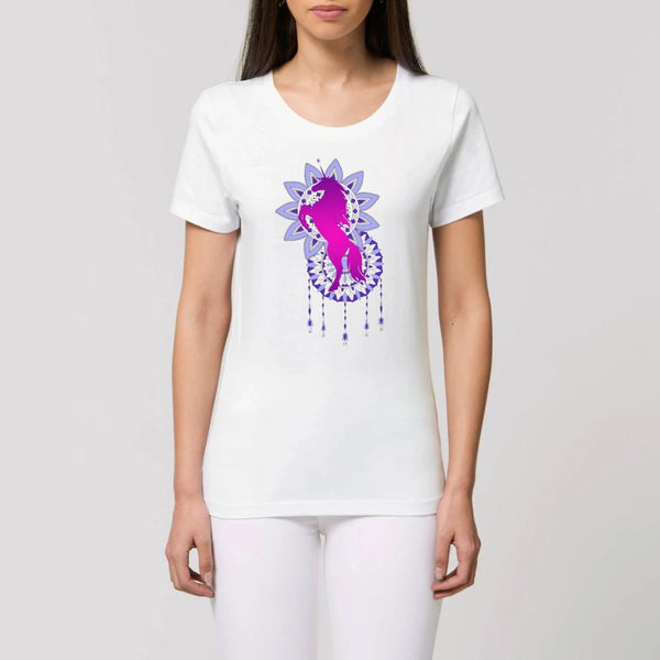 t-shirt licorne mandala femme blanc XS S M L XL coton bio