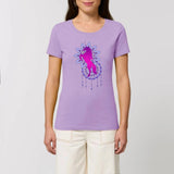 t-shirt licorne mandala femme lavande XS S M L XL coton bio