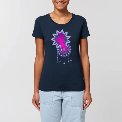 T-shirt licorne mandala femme marine XS S M L XL coton bio 