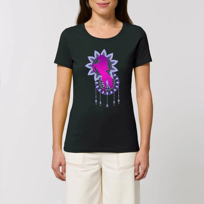 T-shirt licorne mandala femme noir XS S M L XL coton bio