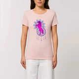 t-shirt licorne mandala femme rose XS S M L XL coton bio 