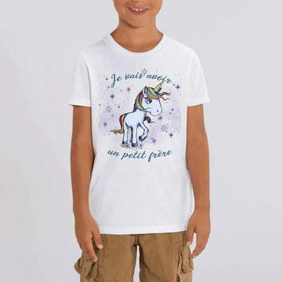 tee shirt licorne enfant blanc petit frère coton bio