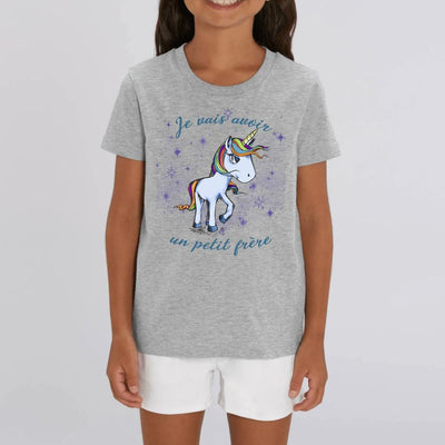 tee shirt licorne enfant gris petit frère coton bio
