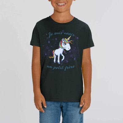 tee shirt licorne enfant noir petit frère coton bio